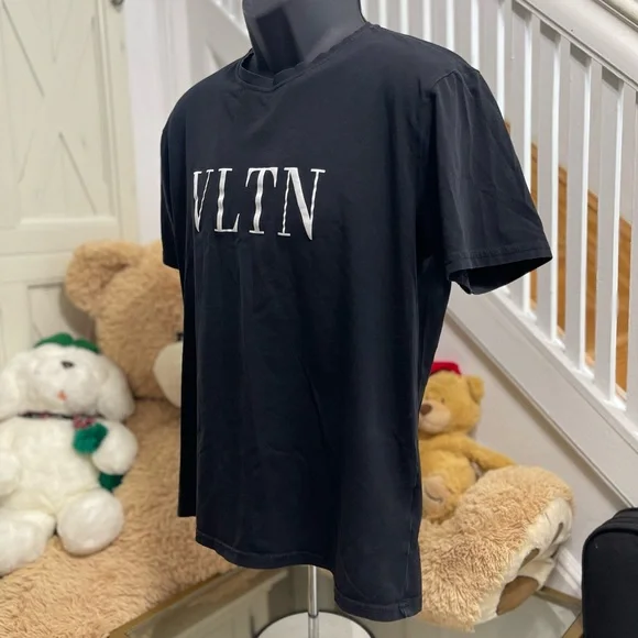Fair Men’s Size  X-large Valentino Garavani VLTN Logo Cotton Tee In Black/White - Picture 8 of 13